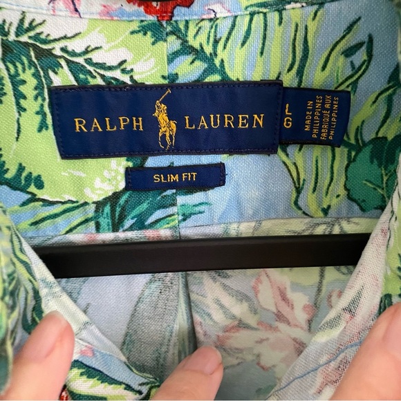 Ralph Lauren Polo slim fit 100% cotton floral short sleeve button down shirt - Picture 3 of 9